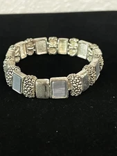 Vintage Silver Tone Link Bracelet Bohemian Boho Retro Magnetic Close