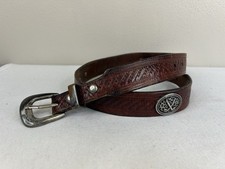 Golf Vintage Brown Tooled Leather Western Belt with A Golf Conchos Size 36
