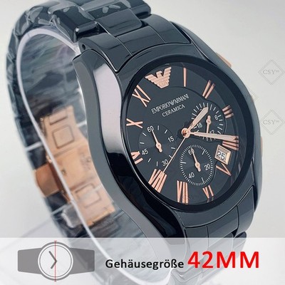 Emporio Armani AR1410 Schwarzem Roségold aus Keramik Chronographenuhr Herren