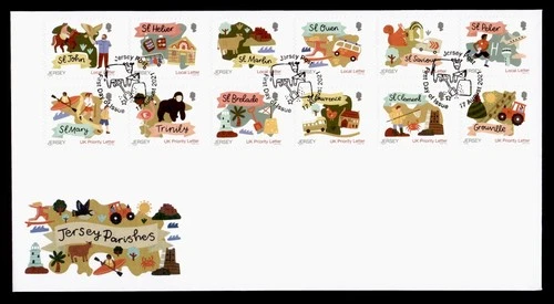 DR WHO 2021 GB JERSEY FDC PARISHES CACHET COMBO M68288