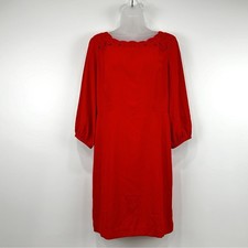 Talbots Dress Women's 8P Red NWT Eyelet Shift Holidays Scallop Neck Old Money