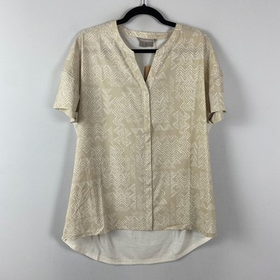 Royal Robbins Spotless Evolution Shirt Size L Snap Front Short Sleeve Hi Low Hem