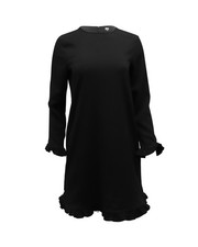 Ganni Clark Ruffled Long Sleeve Dress In Polyester Women Black Xs