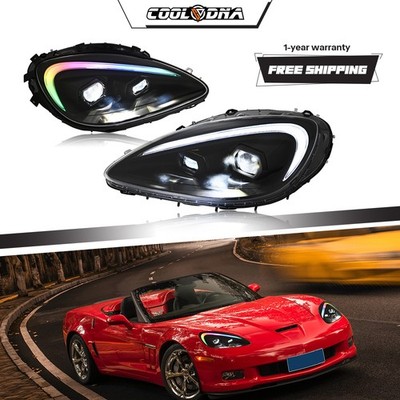 RGB LED Headlights For 2005-2013 Chevrolet Corvette C6 Aniamtion Front Lamp Sets