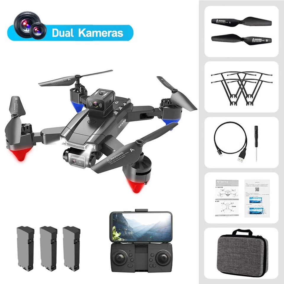 8K HD Drone Dual Camera WIFI FPV Foldable 3 Batteries Selfie RC Quadcopter UK - Image 3 of 4
