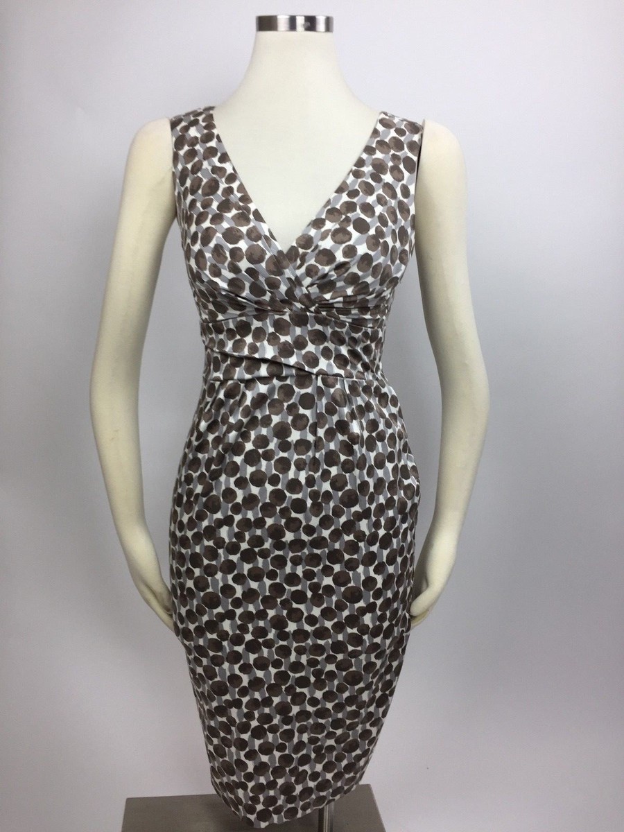 boden brown polka dot dress Boden Petite Polka Dot Dress Womens US 4P Brown Short Sleeve Fit & Flare