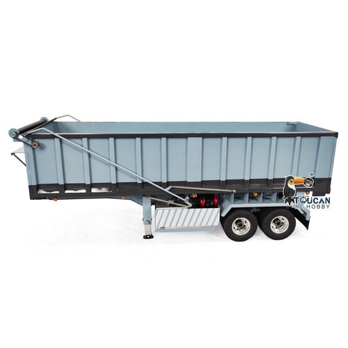 1/14 2-axle Hydraulic Metal Dump Trailer Electric Tarpaulin for RC Tractor Truck - Picture 2 of 5