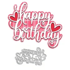 Happy Birthday Love Heart Wishes Words Embossing Metal Cutting Dies for Card ...
