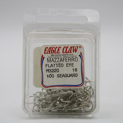Eagle Claw M3220 Mazzaferro Flatted Eye Seaguard Fishing Hook 100 Pack 2 Size 16