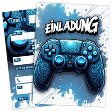 Kindergeburtstag Einladungen Junge 8er Set mit Gaming Motiv - Zocken Gamer #40