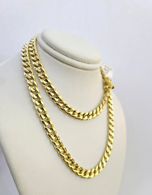 Real 10k Hollow Miami Cuban Link Chain Yellow Gold 6mm Necklace 22