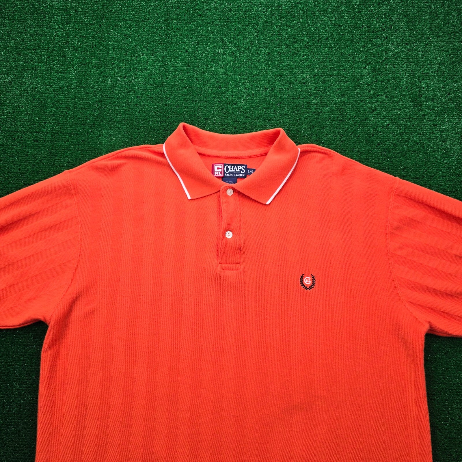 Chaps Ralph Lauren Polo Shirt Mens Large Orange Short Sleeve Vintage Y2K Golf thumbnail 2