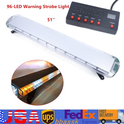 96 Led Emergency Beacon Light Bar Warning Truck Tow Wrecker Strobe Amber 51'' 