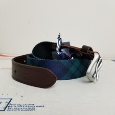 Vineyard Vines Belt Green Blue Plaid Plackwatch Canvas Leather Golf NEW Size 30