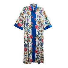 Vtg Evelyn Pearson Robe Size S / M Front Zip Floral Kimono Sleeve Union Made 70  