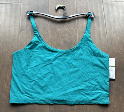 Sofia Vergara Crop Bra Cami Seamless Pullover Nylon Green Teal Women's Size XL