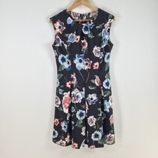 ROZ & Ali womens dress size US 6 aus 10 fit flare black floral sleeveless 085207