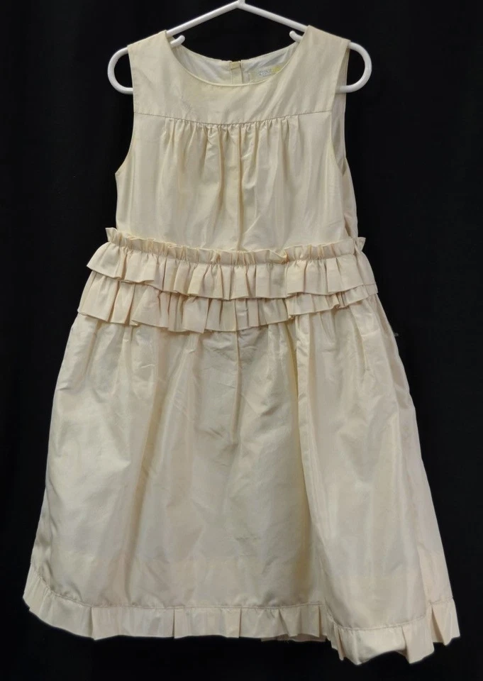 Vestido de Ocasión J Crew Cuts Seda Tafetán Flor Niña Vestido Vestido Nupcial Volantes TALLA 6 NUEVO Foto 2 de 4