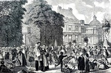 Paris France 1871 Defaced Monuments PALACE GARDEN LUXEMBOURG Matted Engraving