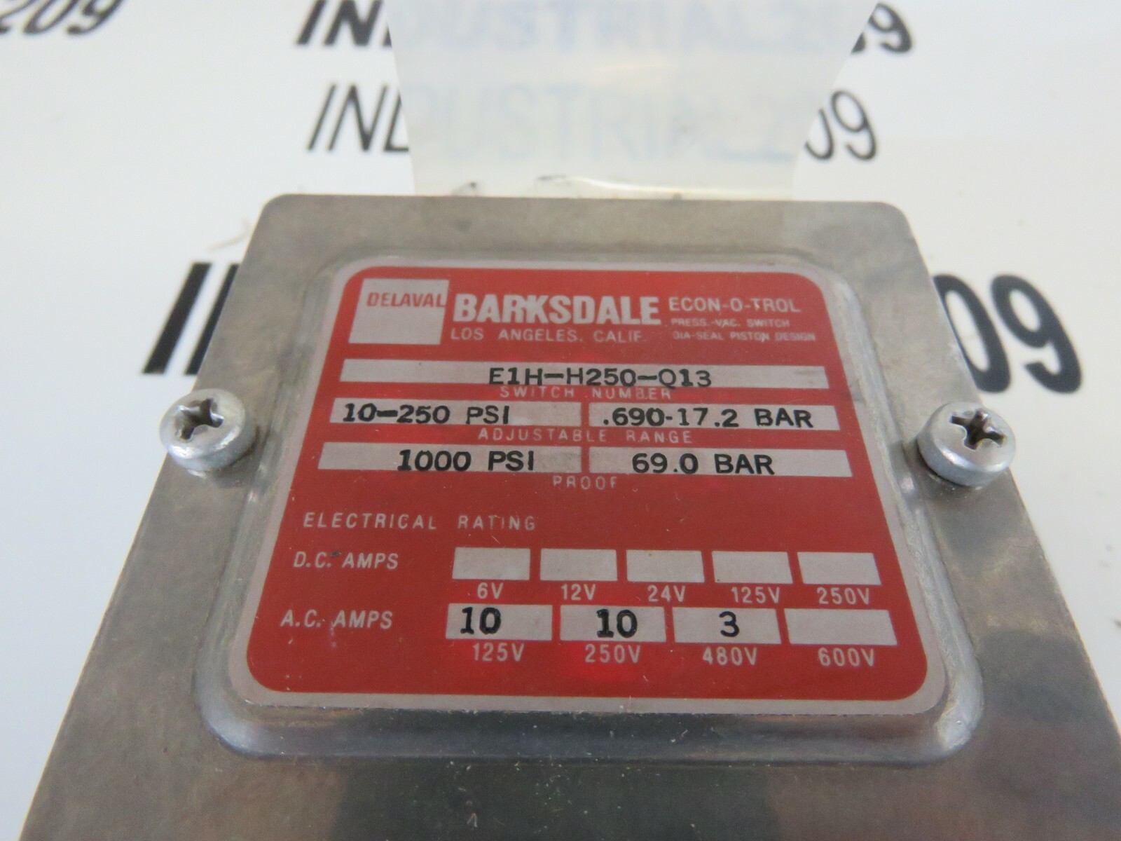 BARKSDALE PRESSURE VACUUM SWITCH E1HH250013 NEW eBay