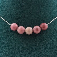 Halskette 5 Perlen Rhodonit 8 Mm Edelstahlkette Halskette Frauen, MäNner