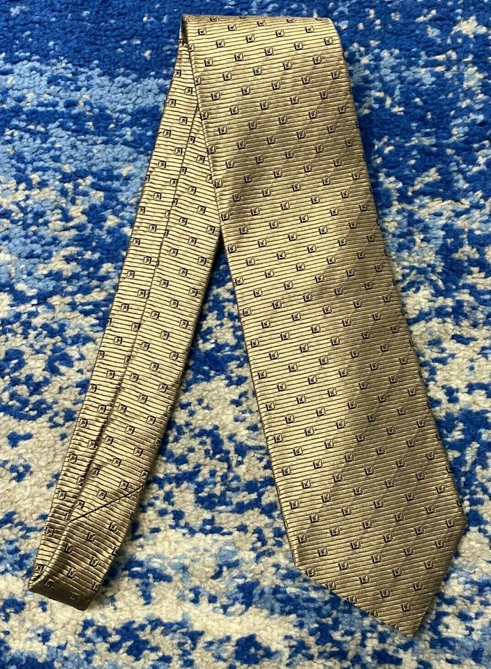 NUEVA Corbata Armani Collezioni Champagne Azul Geométrica Seda Hecha en Italia Foto 2 de 4