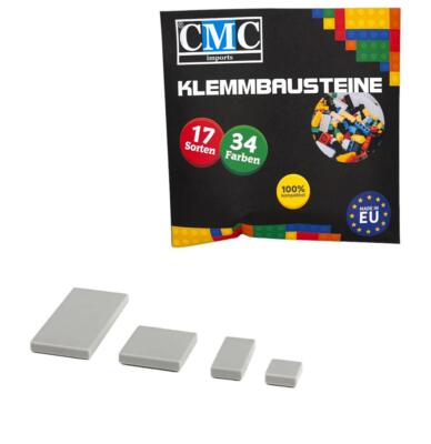1000 Klemmbausteine Fliesen Tiles Bausteine 1x1 1x2 2x2 2x4  Kachel hell Grau