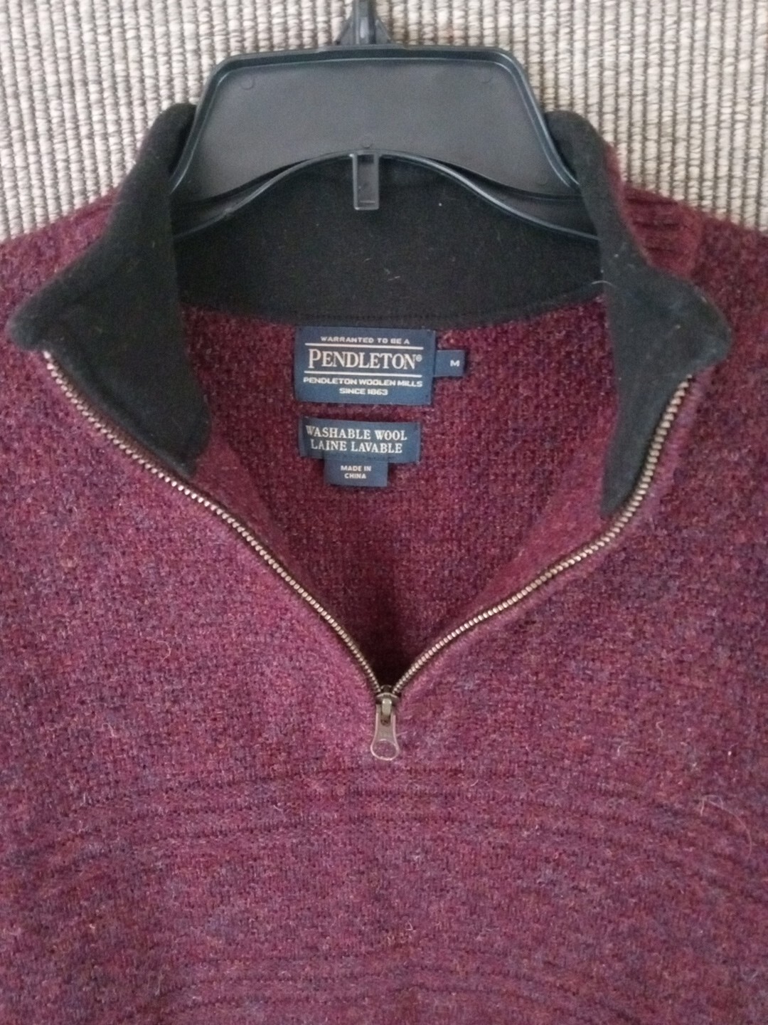 Pendleton Men's Washable Wool Size Medium Quarter… - image 2