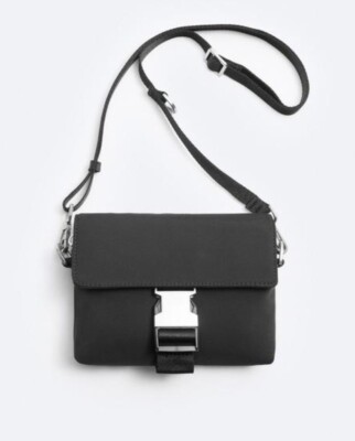 ZARA NYLON BUCKLE CROSSBODY BAG BNWT BLACK 