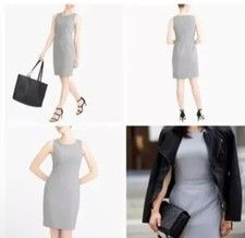 J Crew Dress Womens 00 Gray Sheath Sleeveless Blend Stretch Lined Career NWT