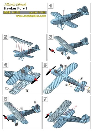 Kit Modelo Avión Hawker Fury I Escala 1:144 Detalles Metálicos MDR14432 - Imagen 5 de 6