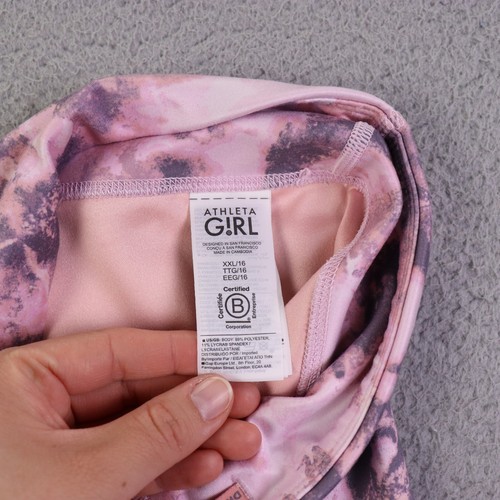Athleta Girl High Rise Printed Chit Chat Tight Girls XXL (16) Pink Leggings - Picture 5 of 9