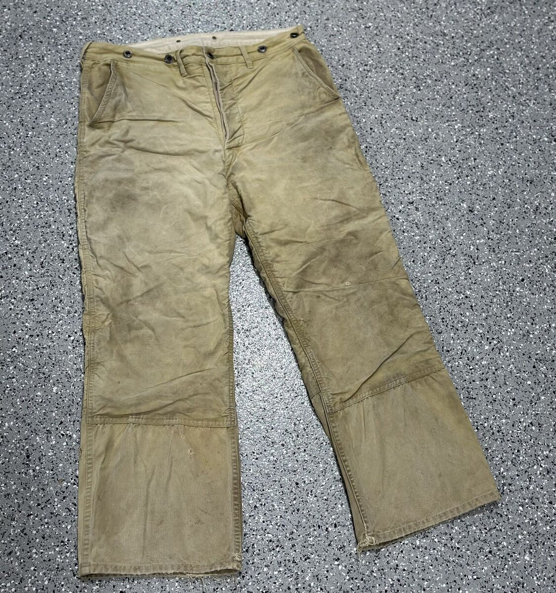 Vintage FILSON Double Knee Tin Waxed Cotton Work Pants Mens Vintage FILSON Double Knee Tin Waxed Cotton Work Pants Mens