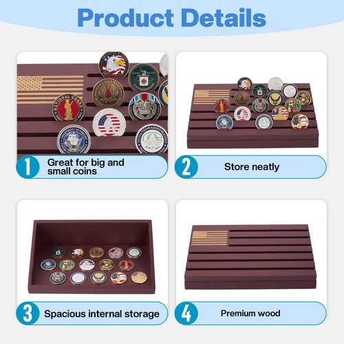 Eleganter Mahagoni Challenge Münzhalter für Militärhelden und Sammler - Bild 4 von 10
