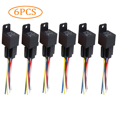 6pcs 5Pin Car Automotive SPDT Relay Switch Harness Socket Waterproof 40A 12V DC