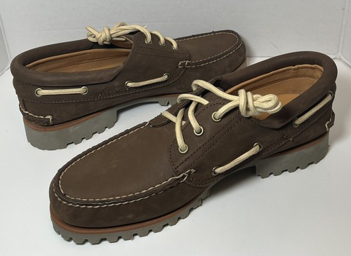 Timberland 3 Eye Hand Sewn Shoes Dark Brown Nubuck Mens Size 9.5 A5WC9 New - Picture 2 of 6
