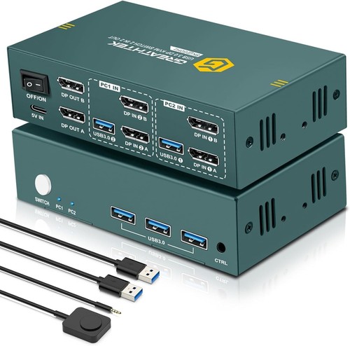 8k 60hz HDMI displayport kvm Switch 2 Monitors 2 Computers 4k 240hz USB kvm swit - Afbeelding 4 van 4