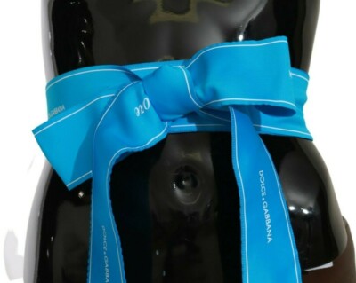 DOLCE & GABBANA Belt Blue Waist Ribbon Wide Bow Logo s. IT36