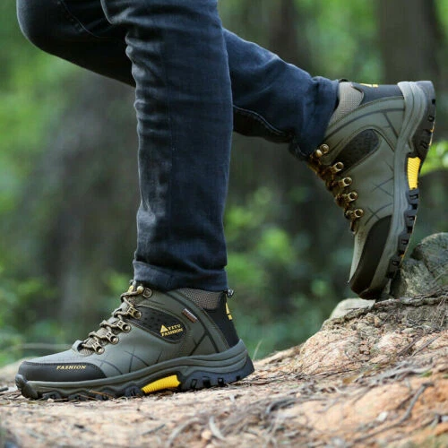 Herren Wasserdichte Knöchelstiefel Outdoor Leder Stiefel Wanderschuhe Stiefel - Bild 10 von 28
