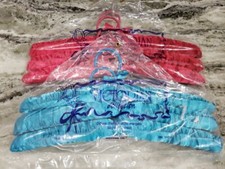 2 Vintage 3 Packs Victorian Collection Beachwood Padded Satin Hangers Blue  Red