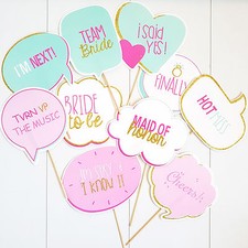 10 Bubble Speech Photo Booth Props Wedding Bridal Bride Shower Hens Night DIY