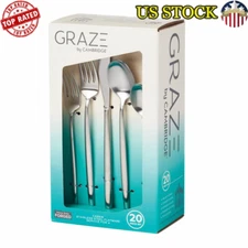 20 Piece Flatware Set Stainless Steel Service 4 Durable Dishwasher Safe New