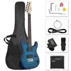 Glarry Gst Stylish Electric Guitar Kit H-H Pickup Tiger Stripe with 20W Amp Bag