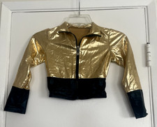 Brand New Girl's Gold Metallic Jacket Dancewear, Small