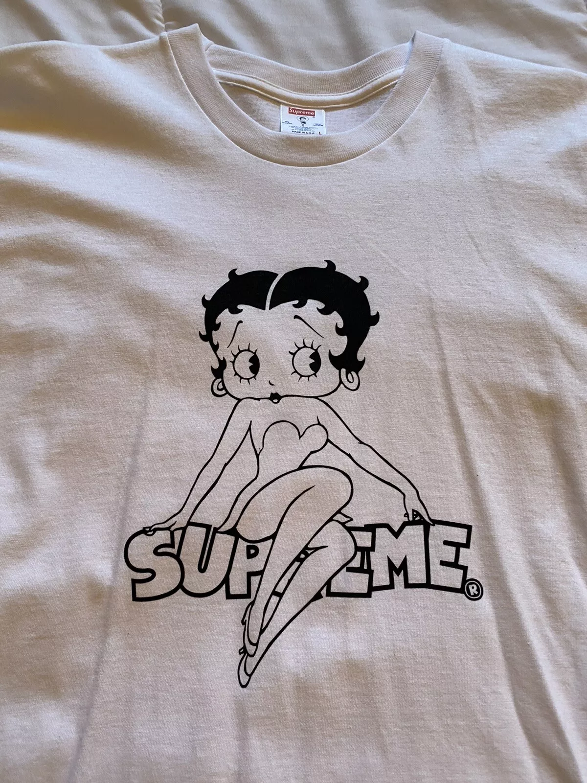 T shirt blanc SS16 Supreme Betty Boop neuf sans étiquettes taille L