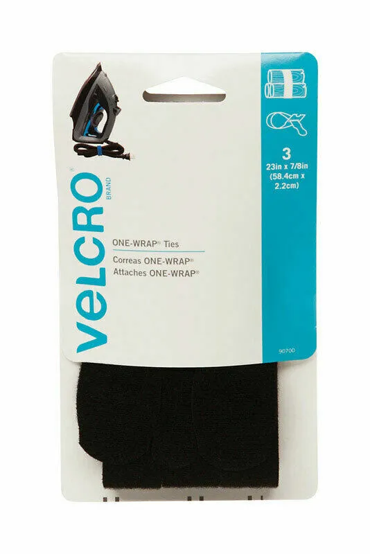 Velcro 90700 ONE-WRAP Ties Strap 23 in. L x 7/8 in. (2 PACKS OF 3 STRIPS/ TIES)