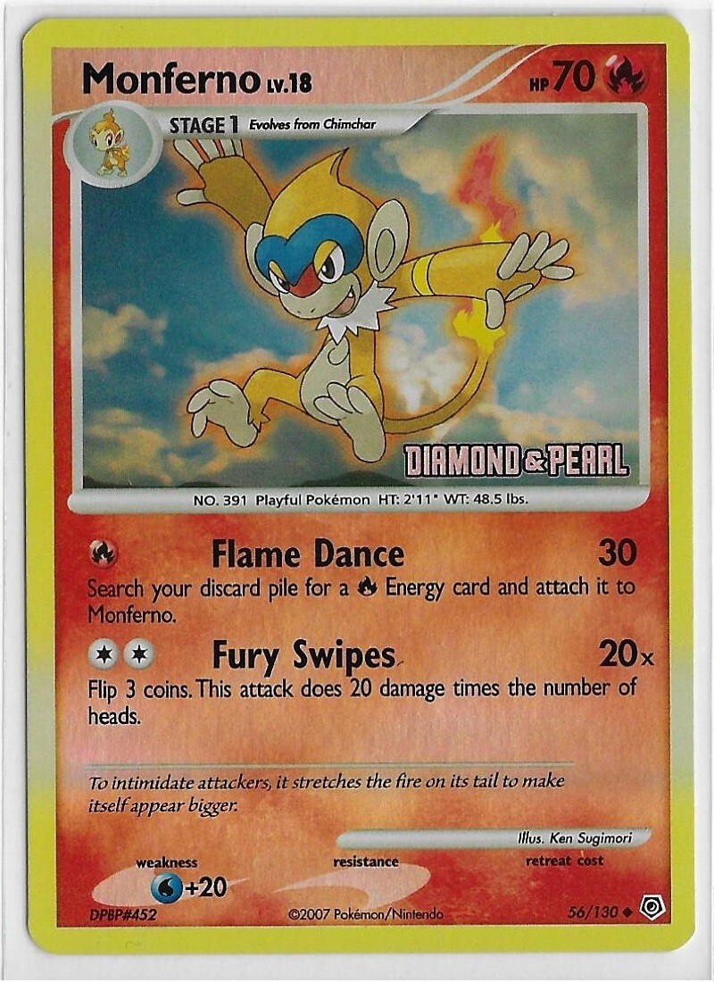 POKEMON Mysterious Treasures LP REV HOLO BK *08* STAMPED DPBP#452 MONFERNO Lv.18