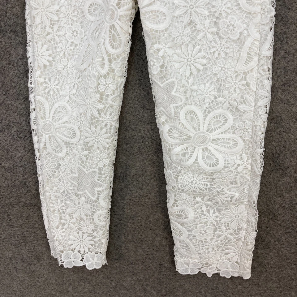 Calça Monsoon para Meninas Tamanho 11 Anos Branca Floral Renda Forrada Reta 1408 - Imagem 3 de 4