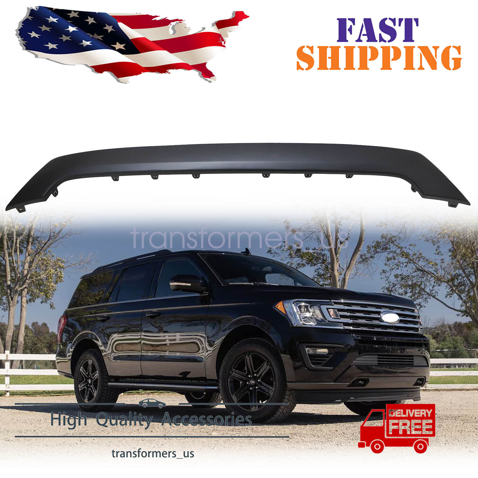 Fit Ford Expedition 2018-2021 New Front Lower Bumper Cover Molding JL1Z-8419-BA