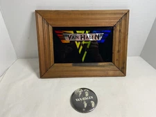 Vintage 1981 Van Halen Rock Carnival Prize Framed Multicolor Glass Logo + Pin